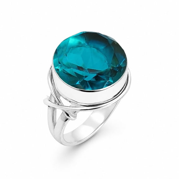 London Blue Topaz Gemstone Ring for Women | 925 Sterling Silver Handmade Jewelry | December Birthstone Ring Size US 9