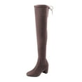thumbnail image 3 of Willtoo Women's Stretch Suede Over The Knee Boots Thigh High Chunky Heel Long Dress Boots Gray, 3 of 5