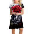 thumbnail image 1 of asddcavvf Robes pour Femmes Manches Courtes Été Impression 3D Robe Femme Manches Courtes Col Rond, 1 of 5