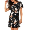 thumbnail image 2 of Rocae Lilies Flowers for Nightgowns for Women Sleep Shirts Short Sleeve Nightshirt Pullover Nightdress, 2 of 6
