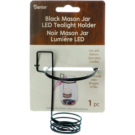 Mason Jar Tealight Holder 3"X2.625"X4.25"-Black