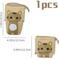 thumbnail image 2 of Estuche de lápiz de pie caqui, estuche de lápiz retráctil, lápiz de gato, estuche de lápiz de pie, estuche de lápiz de lona para papelería, papelería, 2 of 5