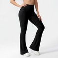 thumbnail image 6 of Women's Cargo Pants High Waist Fashion Flared Elastic for Training Wide Leg Yoga Pants with Pockets, 6 of 9