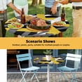 thumbnail image 6 of Elastic Fitted Round Tablecloth, Yellow Black Geometric Waterproof Stretch Table Cover for 55"-60" Tables, Modern Art Abstract Grey Line Washable Outdoor Tablecloths for Patio, Picnic, Camping, 6 of 9