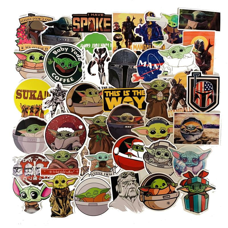 50pcs The Mandalorian Star Wars Baby Yoda Mixed Vinyl Sticker Skateboard Laptop 