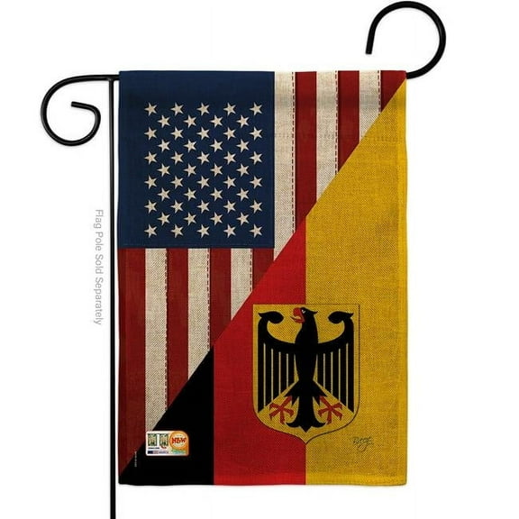 Breeze Decor BD-FS-G-108381-IP-DB-D-US16-BD 13 x 18.5 in. US German Friendship Burlap Flags of the World Impressions Decorative Vertical Double Sided Garden Flag