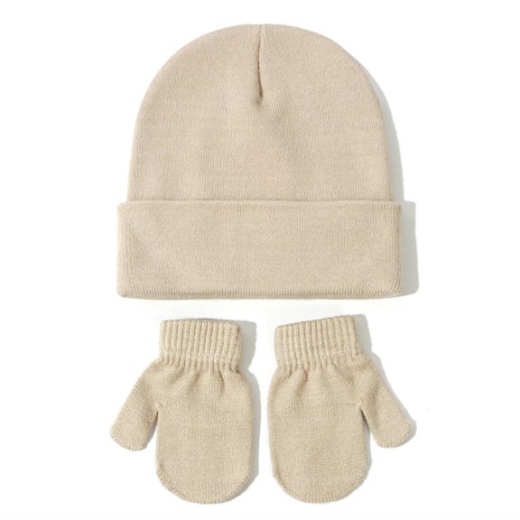 Beautyzll 2PCS Toddler Boys Hat Glove Set Infant Baby Girls Winter Hats Warm Knitted Beanie Mittens Gloves,Size 0-5Y