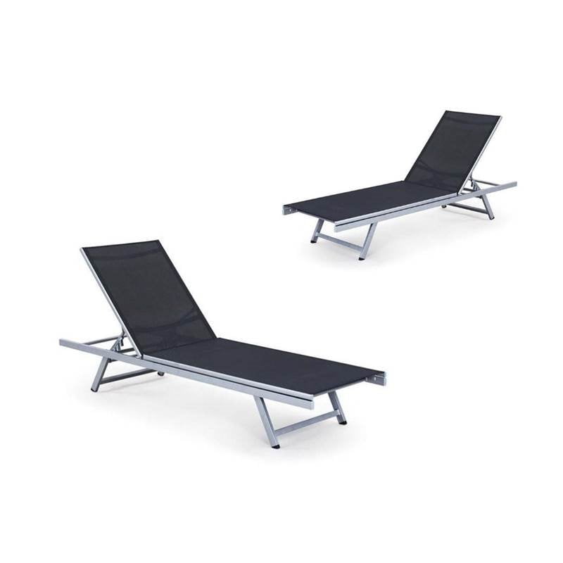Set Of 2 Reclining Patio Chaise Lounge In Silver And Black Canada - Black Mesh Outdoor Chaise Lounge Set Of 2 Reclining Patio Chaise Lounge In Silver And Black Canada - Black Mesh Outdoor Chaise Lounge
