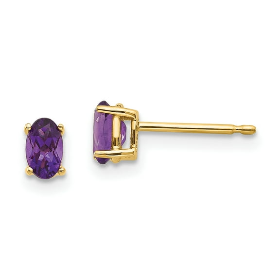 Primal Gold 14 Karat Yellow Gold 5x3mm Oval Amethyst Earrings
