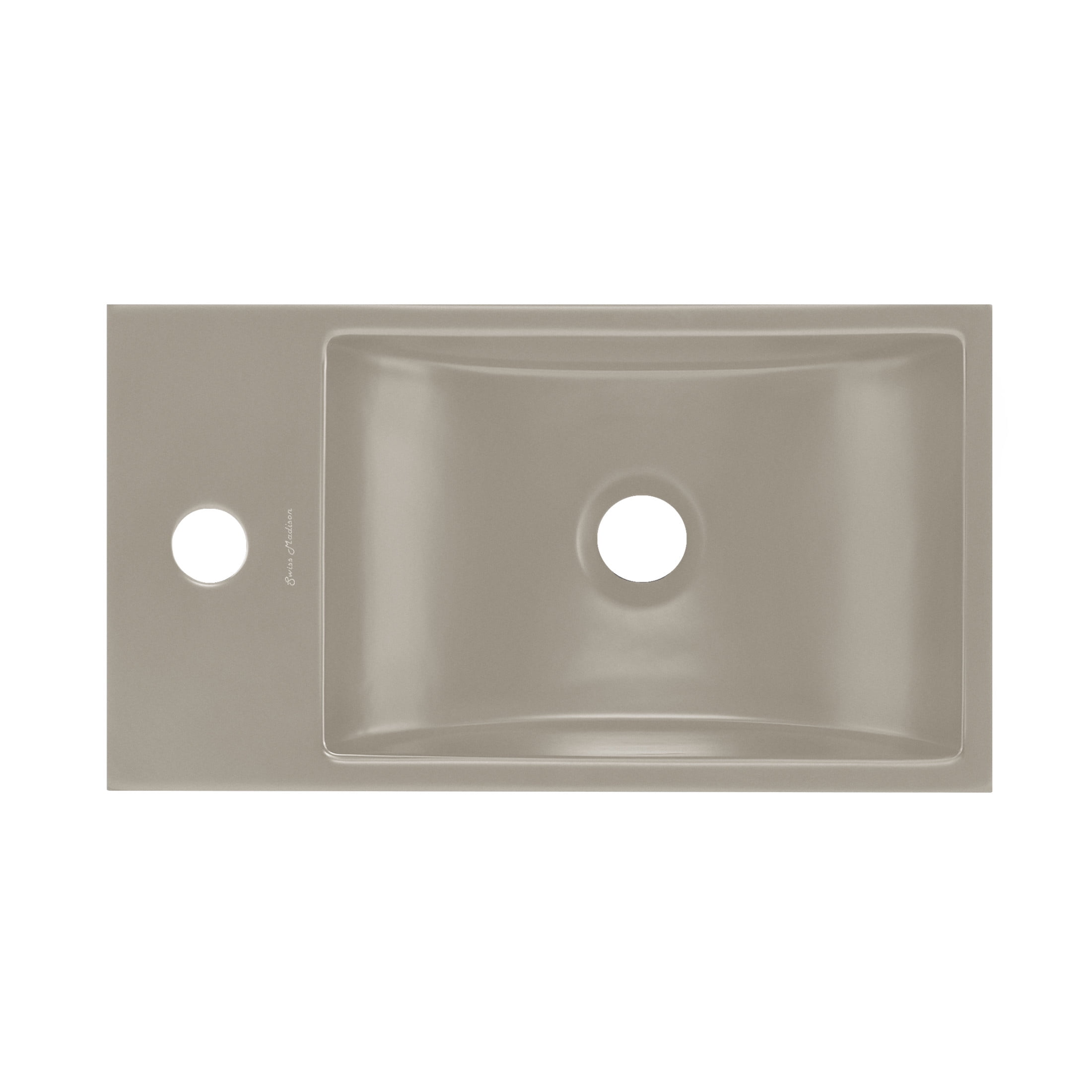 Lisse 16" Concrete Rectangle Wall-Mounted Sink with Left Side Faucet Mount in Matte Taupe