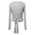 thumbnail image 4 of HXWCHs Women's V Neck Long Sleeve Casual Tie top T-Shirt for Everyday Wear and Comfort L Grey, 4 of 4