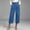 Light Blue women wide leg capri pants a1, variant on Women Wide Leg High Waisted Flowy Pants with Pockets Casual Loose Capri Trousers Jeans for Summer Beach Party Lounge Work, Dark Blue L