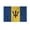 Barbados 4x6 ft Flag, variant on AGAS Small Barbados 4x6 inch Flag mounted onto 11 inch Plastic Pole Polyester Fabric Stitched Edges Barbados Hand Held Mini Small Stick Flags