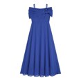 thumbnail image 3 of Miutii Kids Girls Off Shoulder Wedding Bridesmaid Dress 3D Applique Flower Girl Chiffon Dress Pageant Blue 6, 3 of 5