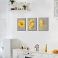 thumbnail image 4 of Yellow Floral Canvas Wall Art Yellow and Grey Bathroom Decor Abstract Flower Painting Prints Framed 12"x16"x3pcs, 4 of 6