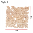 thumbnail image 3 of Aplique de estilo europeo de madera maciza, cuadrado, tallado, flor cuadrada, puerta, corazón, flor, accesorios de decoración de muebles, 3 of 5