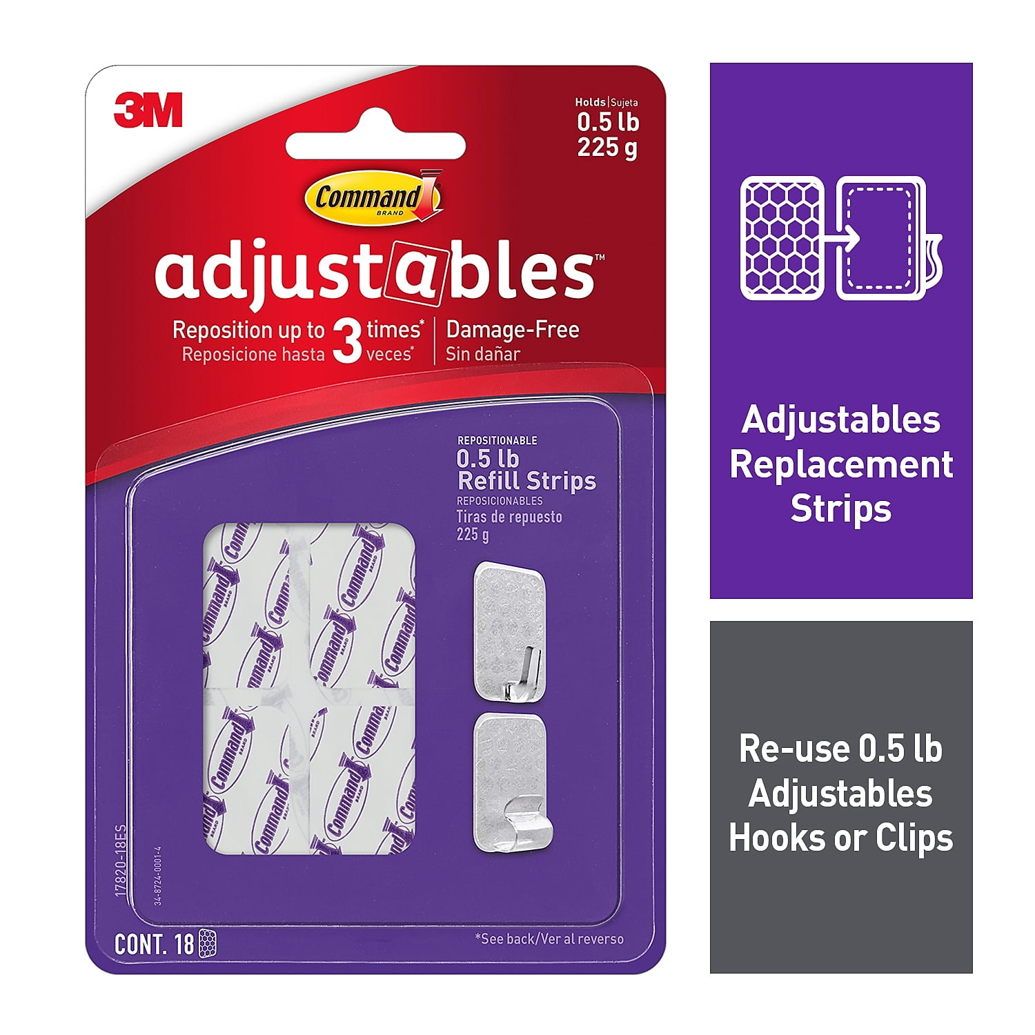 Command 5003745 Adjustables Small Foam adhsve Strips - Pack of 18 - Case of 4