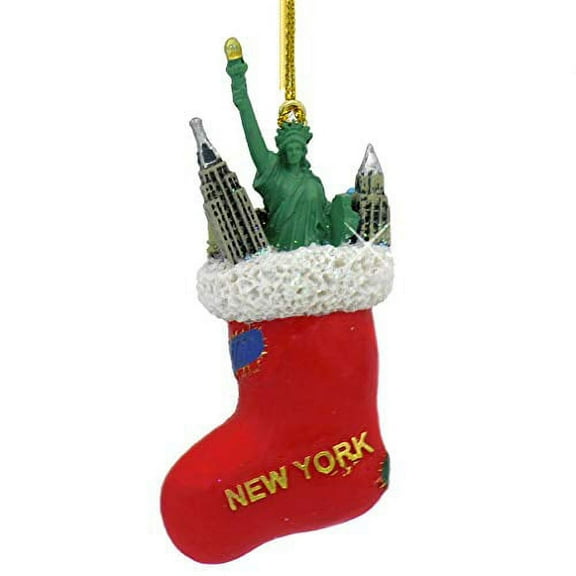 3.25 NYC Stocking New York City Skyline Christmas Ornament in Christmas Stocking
