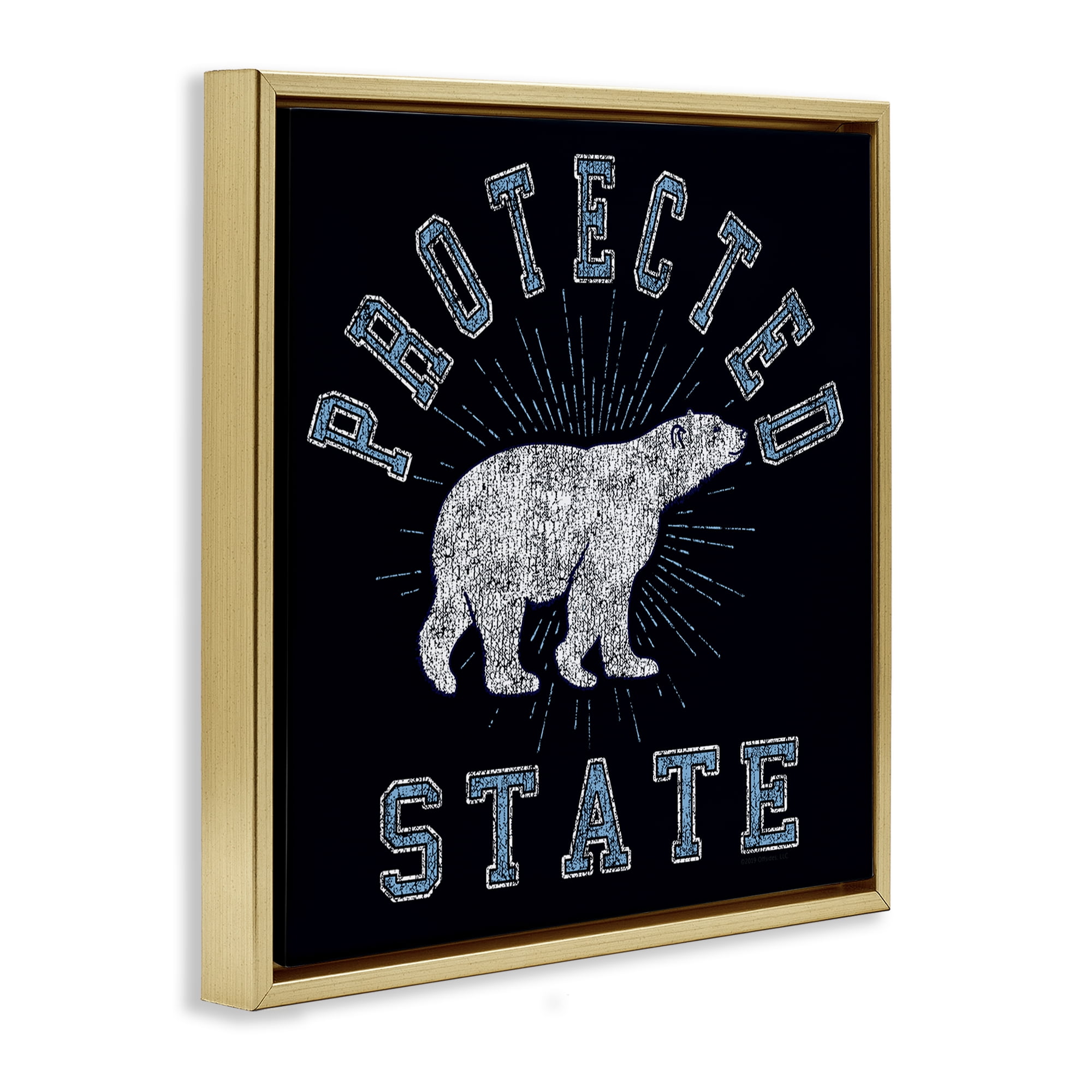 Stupell Industries Polar Bear Protected State Animals Painting Gold Floater Framed Canvas Art Print Wall Art, 18 x 18