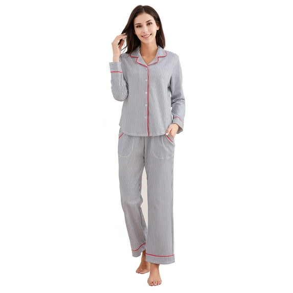 Richie House Women's Two-piece Striped Cotton Sleepwear Pajama RHW2828