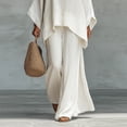 thumbnail image 3 of Morttic Women‘s Casual Solid Color Long Sleeve T-Shirt & Wide Leg Pants Set Spring/Summer Lounge Outfit White，S, 3 of 4