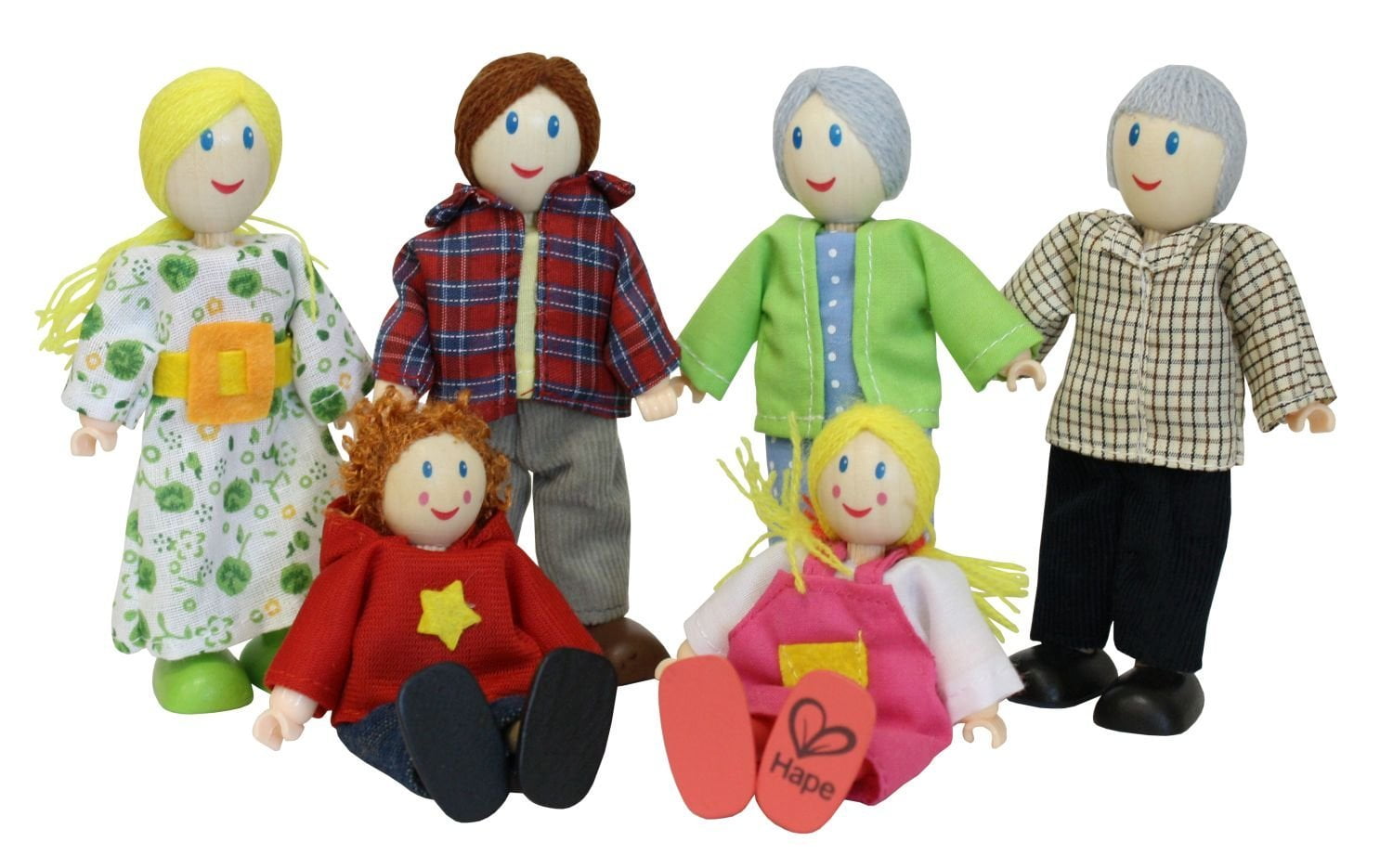 DOLLHOUSE  FAMILY  4 Wooden Caucasian Dolls #54135 ~ Original Toy Co. 