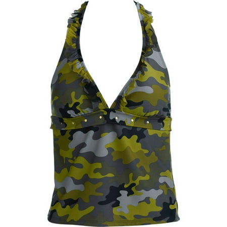 Op - Juniors Camo Halter Tankini Top