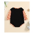 thumbnail image 3 of Qiylii Infant Baby Girl Boy Jumpsuit, Checkerboard Letter Print Patchwork Long Sleeves Round Neck Romper for Spring Autumn,0-24M, 3 of 9
