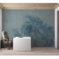 thumbnail image 4 of Botanical Wallpaper Wall Mural - Palm Leaves in Blue, 4 of 5