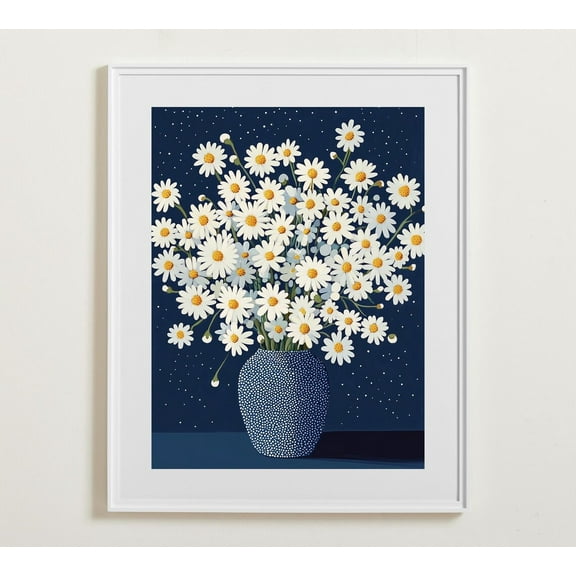 Chamomile Flower Still Life Wall Art, White Daisy, Eclectic Poster, Gallery Vintage Wall Art, Wall Art Wall Art, Modern Wall Decor, 8x12 UNFRAMED