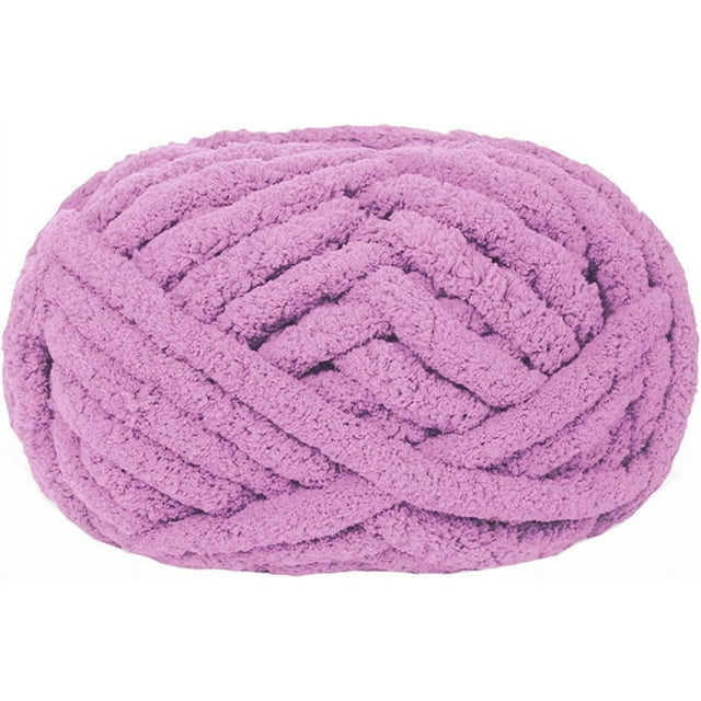 Nvzi 1 ovillo de hilo de chenilla grueso para tejer, ideal para mantas tejidas a mano, hilo ultrasuave para mantas grandes, color morado claro.