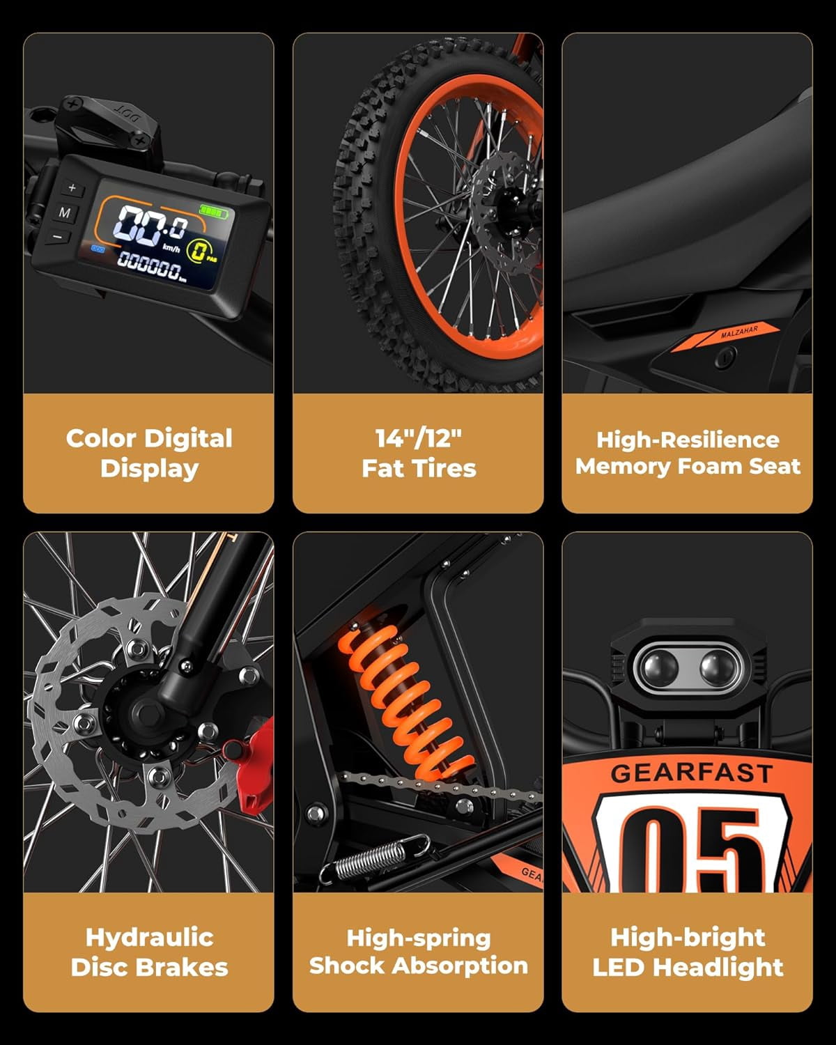 Electric Dirt Bike, 3500W, 42MPH & 50 Miles, 48V/23.5AH Removable Battery, 14"/12" Tire, Hydraulic Brakes & Full Suspension, Mountain Off-Road E Dirt Bike