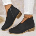 thumbnail image 4 of Tawop Womans Boots Low Heel Side Zip Round Toe Suede Fall Black Boots, 4 of 6