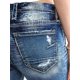 thumbnail image 5 of Pantalones vaqueros capris para mujer, cintura media, detalle de bolsillo rasgado, doble botón, dobladillo con dobladillo, pantalones de mezclilla, azul marino, doble botón, extragrande, 5 of 5