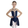 thumbnail image 2 of CHICTRY Kids Girls Shiny Straps Back Lyrical Dance Dress Ballet Leotard Split Skirts Dancewear Navy Blue 12, 2 of 6