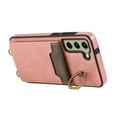 thumbnail image 3 of Wallet Back Case for Samsung Galaxy S21 FE with Wrist Strap, Stylish Magnetic Card Holder Finger Ring Kickstand PU Leather Lanyard Shockproof Slim Phone Case for Samsung Galaxy S21 FE, Pink, 3 of 7