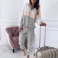 thumbnail image 6 of jsaierl Workout Sets for Women 2 Piece Quarter Zip Long Sleeve Color Block Hoodies Top and Striped Pants Outdoor Jogger Sports Tracksuit Sets, 6 of 9