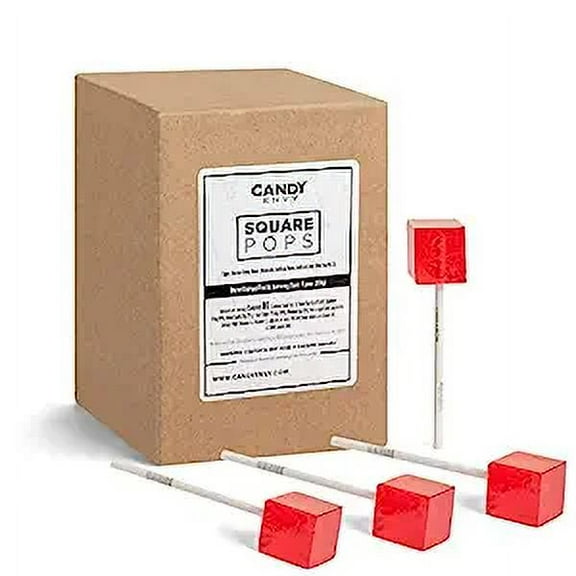 Candy Envy Red Square Pops, 24 Indiv. Wrapped Cinnamon Flavored Lollipops