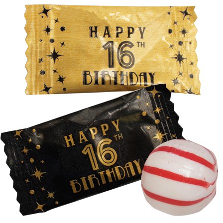 Wrapped Sweet 16 Peppermint Balls For Parties-100 Count-Happy Birthday Hard Candy For Girls-Perfect For Candy Buffets or Goodie Bags