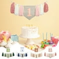 thumbnail image 1 of Decoración de la silla alta con borlas del primer cumpleaños – Guirnalda de tela, azul verde rosado marrón, fondo de foto preensamblado, tela duradera, 20x15x5cm, artículos para fiestas, 1 of 6
