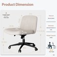 thumbnail image 2 of Walsunny Criss Cross Legged Home Office Vanity Desk Chair with Back & Wide Seat Armless with Wheels Swivel Padded Fabric Chair, White, 2 of 5