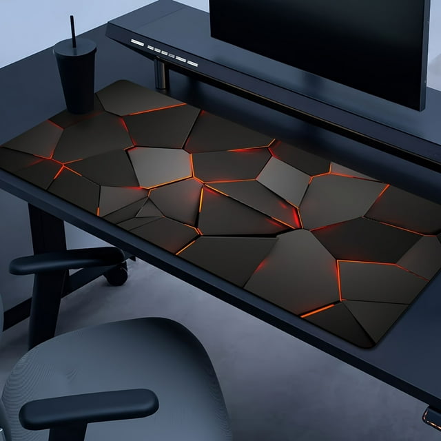 HLONK 1pc XL/XXL Polyester Geometric Glow Pattern Mouse Pad Large Durable Gaming Keyboard with Precision Stitching Non-Slip Rubber Backing - Ideal for Home Office Gaming Room and Gi