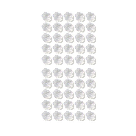 UDIYO 50Pcs/Set Nail Ornament Flower Shape Long Lasting 3D Effect Resin Camellia Aurora White Stones Art Decorations for Female