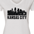 thumbnail image 4 of Inktastic Kansas City Skyline Grunge Women's V-Neck T-Shirt, 4 of 5