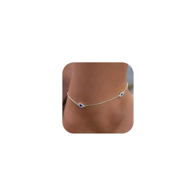 Tobillera Bheop de Plata 925 Chapada Impermeable con Ojo Turco
