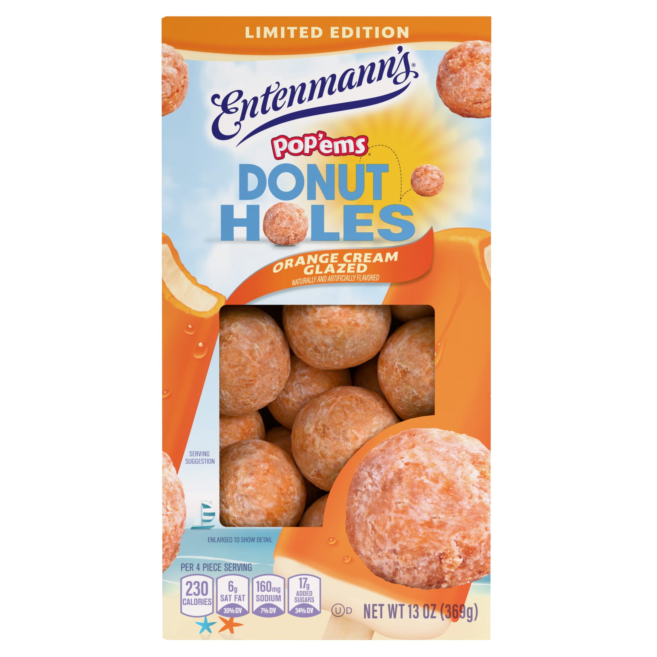 Entenmann's Pop'ems Orange Cream Donut Holes, 15 oz, Donuts, Box