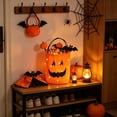 thumbnail image 4 of Orange LED Halloween Candy Bag, Light Up Reusable Polyester Bucket, Large Capacity Trick Or Treat Tote Bag, Kids Halloween Party Favor Decoration, 4 of 6