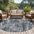 thumbnail image 4 of Grey Abstract Round Area Rug 6Ft Washable Circle Rugs for Bathroom Office, Vintage Geometric Gradient Oil Painting Modern Non-Slip Carpet Floor Mats Indoor Outdoor Carpet Runner Aesthetic Home Decor, 4 of 8