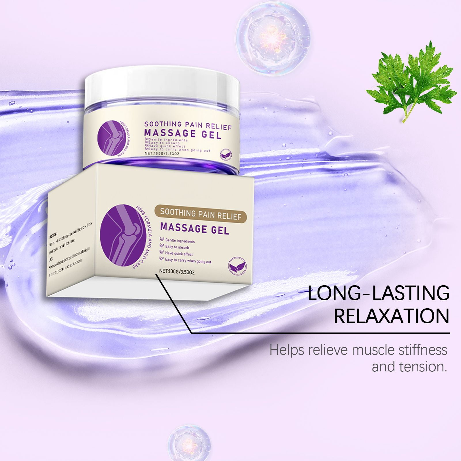 Alvantor Massage Gel with Mugwort & Ginger for Joints Knees Soothing Relief, Elbows Shoulders Comfort External Use, 3.53oz