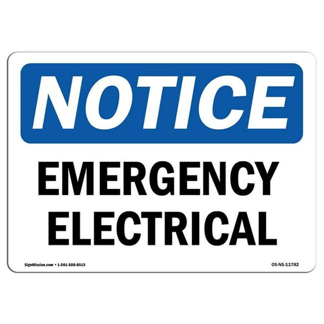 SignMission OS-NS-A-710-L-11782 7 x 10 Po Panneau d'Avertissement OSHA - Électricité de Secours